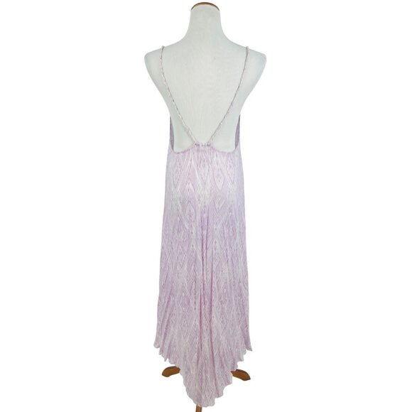 Free People Lilac Flowy Asymmetrical Midi Slip Dress | Balletcore Boho Coquette - Picture 8 of 16